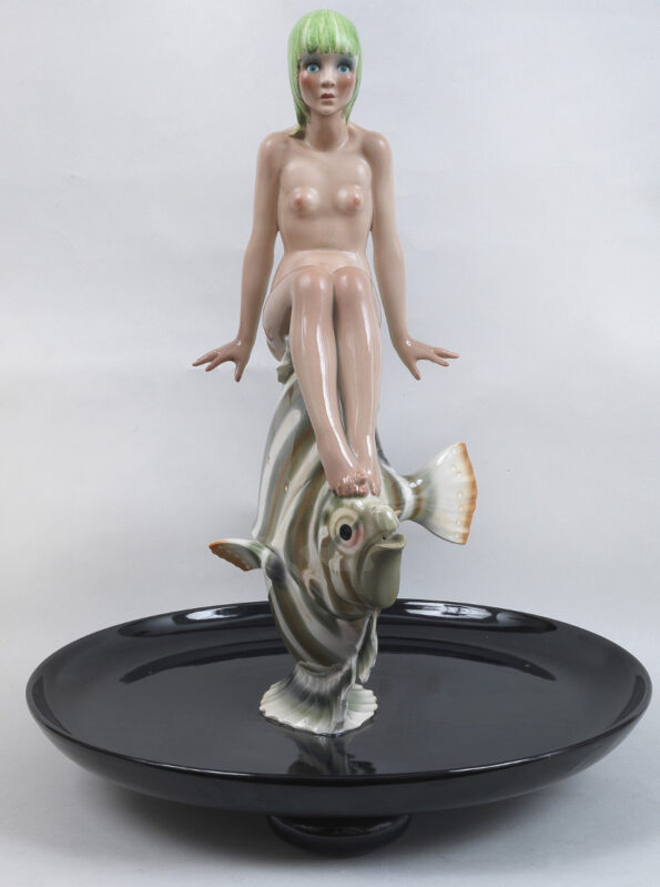 Lenci ceramic portraying villain mermaid and fish
