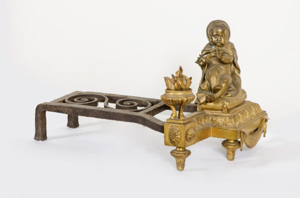 Pair of gilt bronze andirons