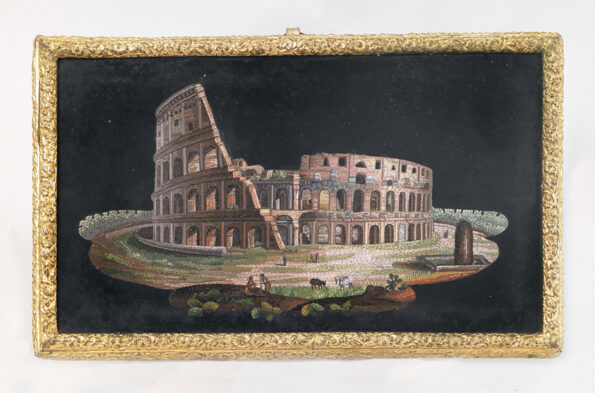 Micro-mosaic depicting the Colosseum came frame gilded bronze