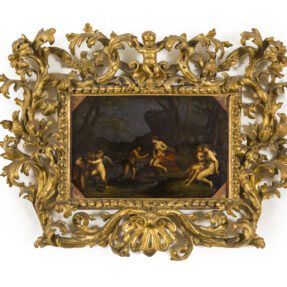 olio su ardesia raffigurante scena mitologica Emilia 17 secolo_