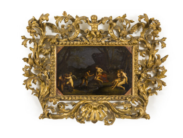 Olio su ardesia raffigurante scena mitologica